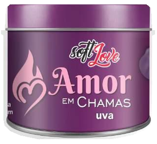 Foto comercial original — Vela Amor em Chamas Uva 50G