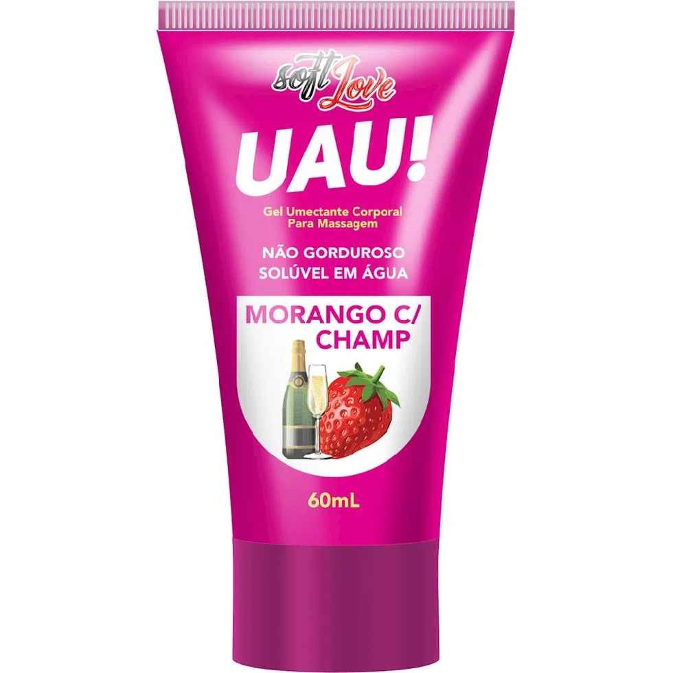 Lubrificante UAU Morango Com Champ 60ML