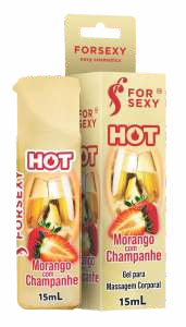 Foto comercial original — GEL HOT SABOR MORANGO C/ CHAMPANHE 15ML